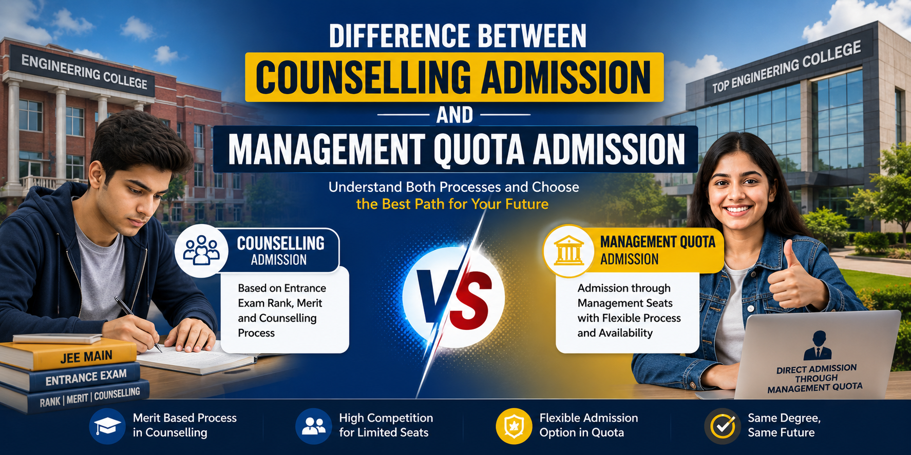 Difference Between Counselling Admission and Management Quota Admission